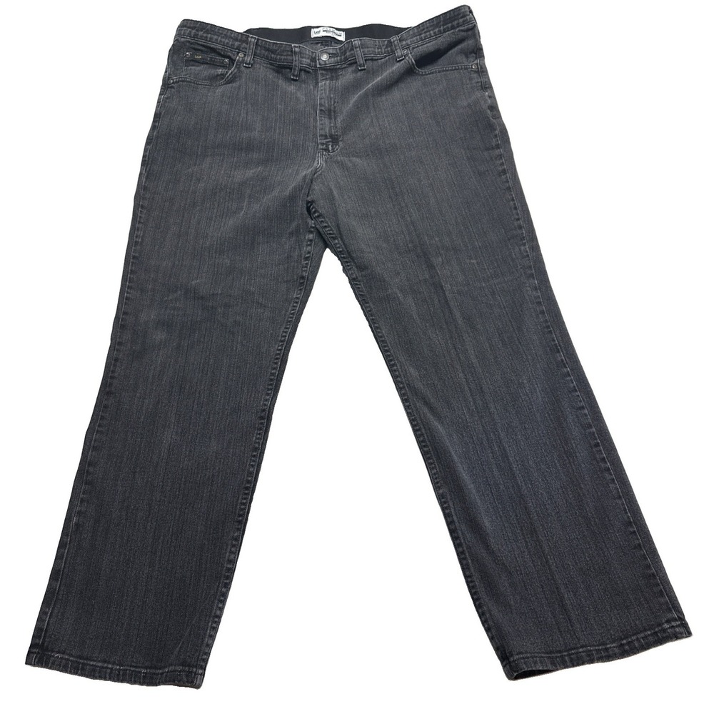 Lee Premium Select Relaxed Straight Leg Mens 50x32 Black Denim Jeans Casual